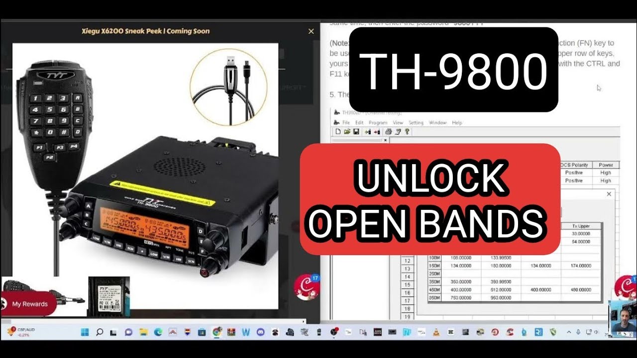 TYT TH-9800 , QUAD BAND - UNLOCK PROCEDURE- RADIODDITY