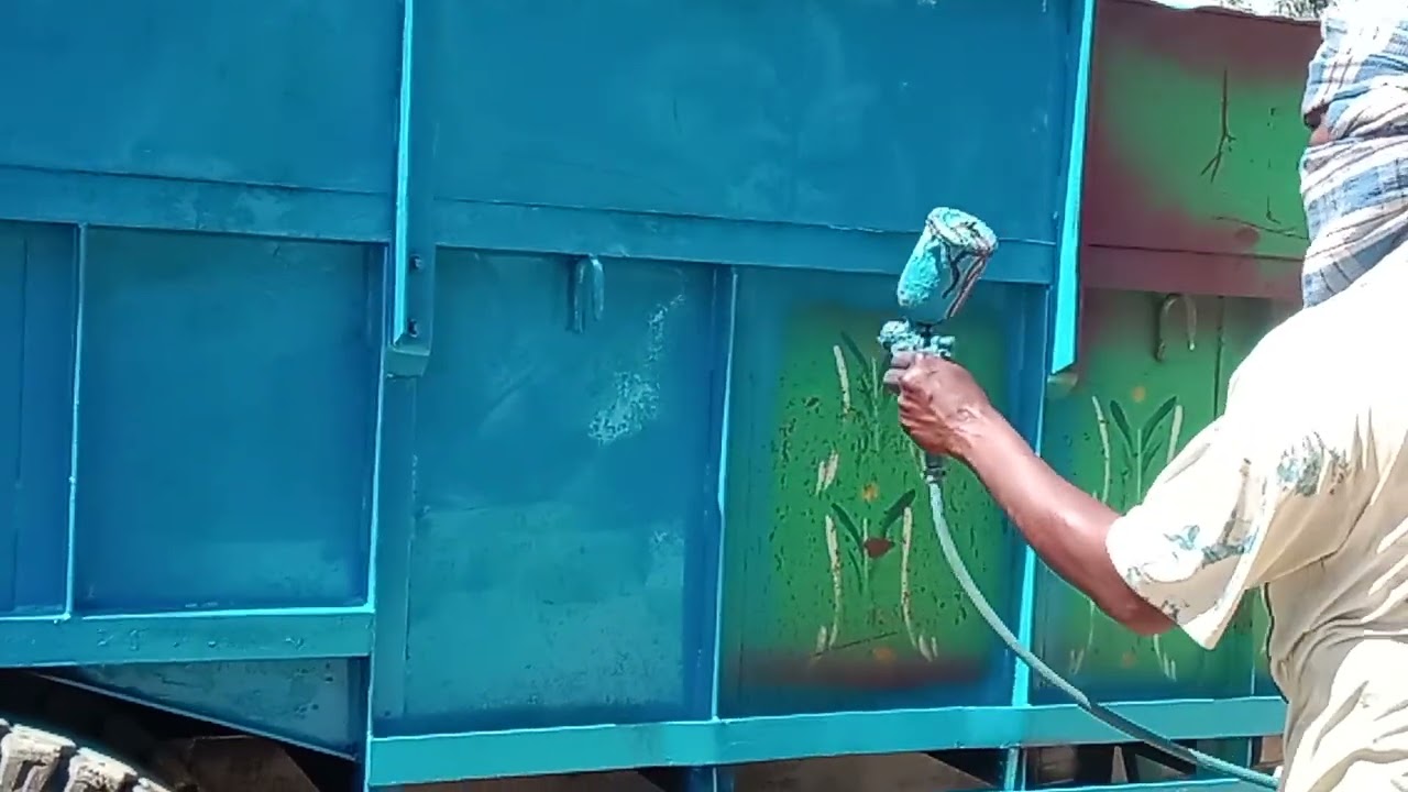 spray painting trolley, spray painting machine, tractor trolley painting process