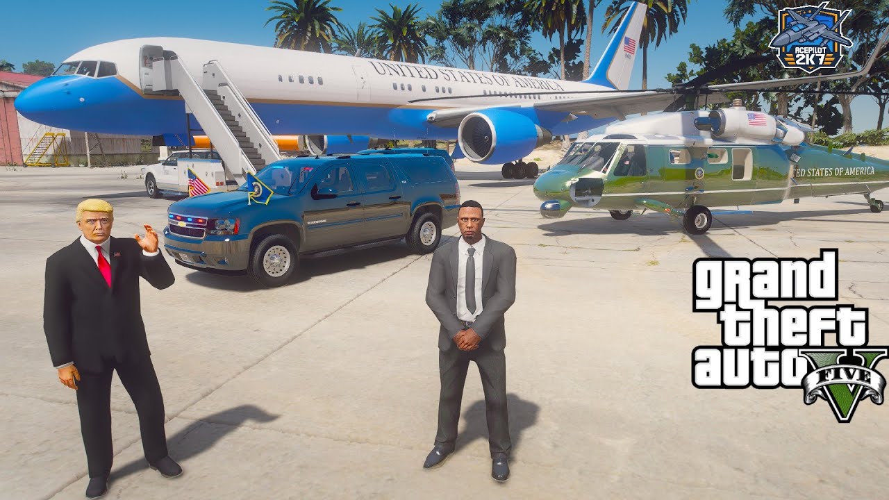 President Trump Visits Cayo Perico With Air Force One & Secret Service in GTA 5
