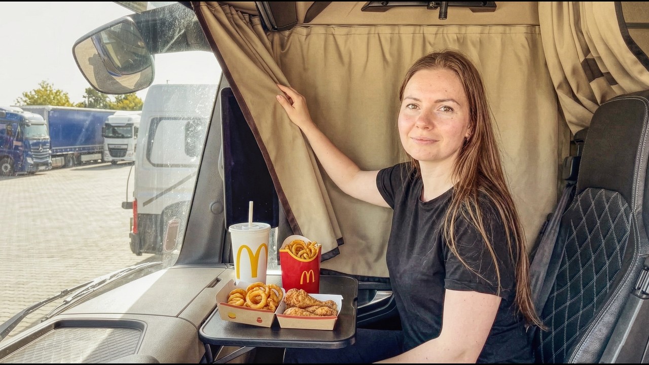 Lady Trucker Routine: See What Work in Europe Looks Like (no talking)