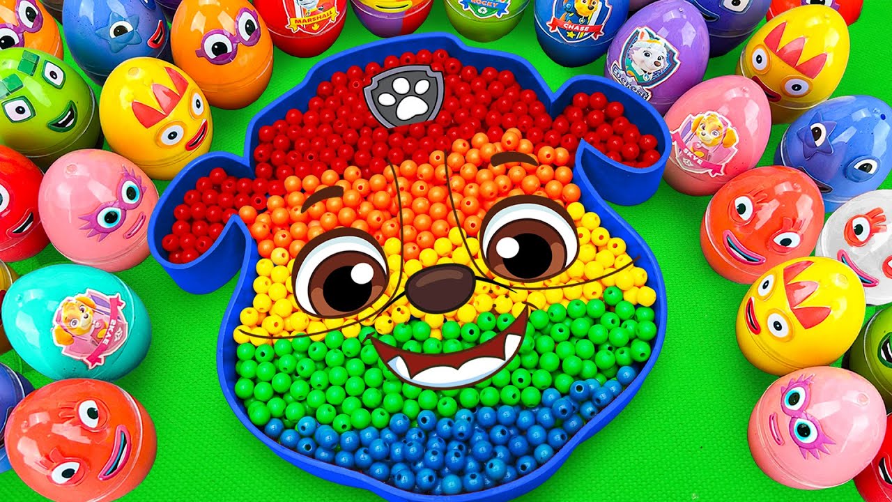Satisfying ASMR | Making Rainbow Beads PAW Patrol Bathtub by Mix SLIME in Rainbow Eggs CLAY Coloring