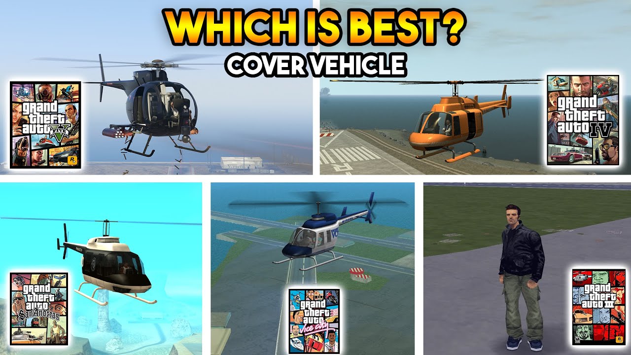 GTA : COVER HELICOPTERS IN VERY GTA (GTA 5, GTA 4, GTA SA, GTA VC, GTA3)