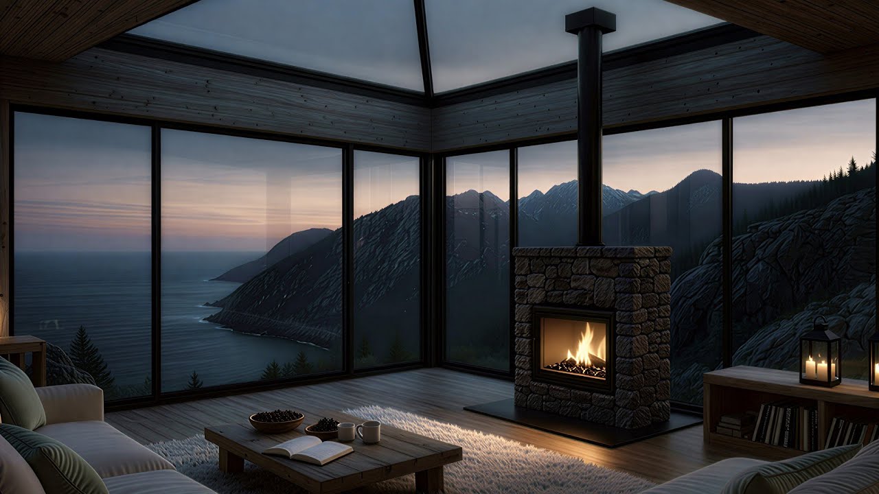 Cozy Mountain Fireplace 🔥🌄 | Luxury Calm Evening Ambience 