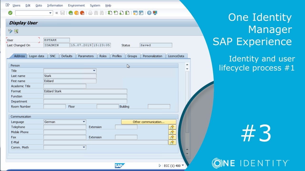 One Identity Manager | SAP Experience #3 | Identity and user lifecycle process #1