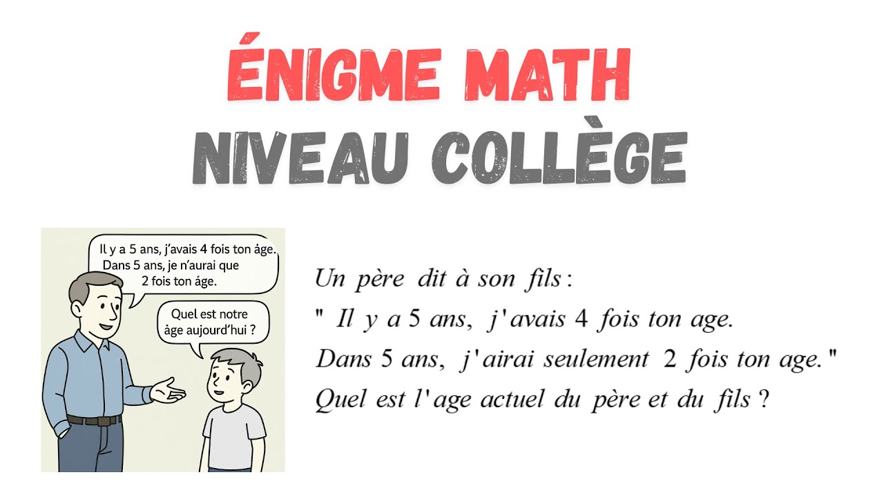 Exercice d’Olympiade niveau collège : Devine l'âge du père et du fils !