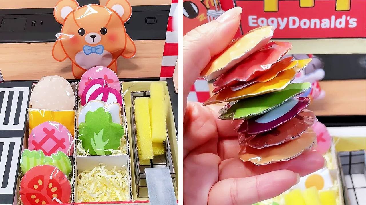 安静书🎀沉浸式制作汉堡捏捏乐 | DIY Cute Hamburger Pinch #diyprojects #diy #shopping #satisfying【张鱼安静书减压】