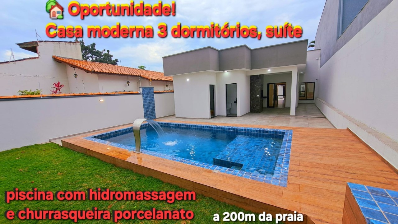 💎Casa de luxo no Cibratel, Itanhaém piscina 8x4 cascata 3 dormitórios VGS 4 carros lazer completo