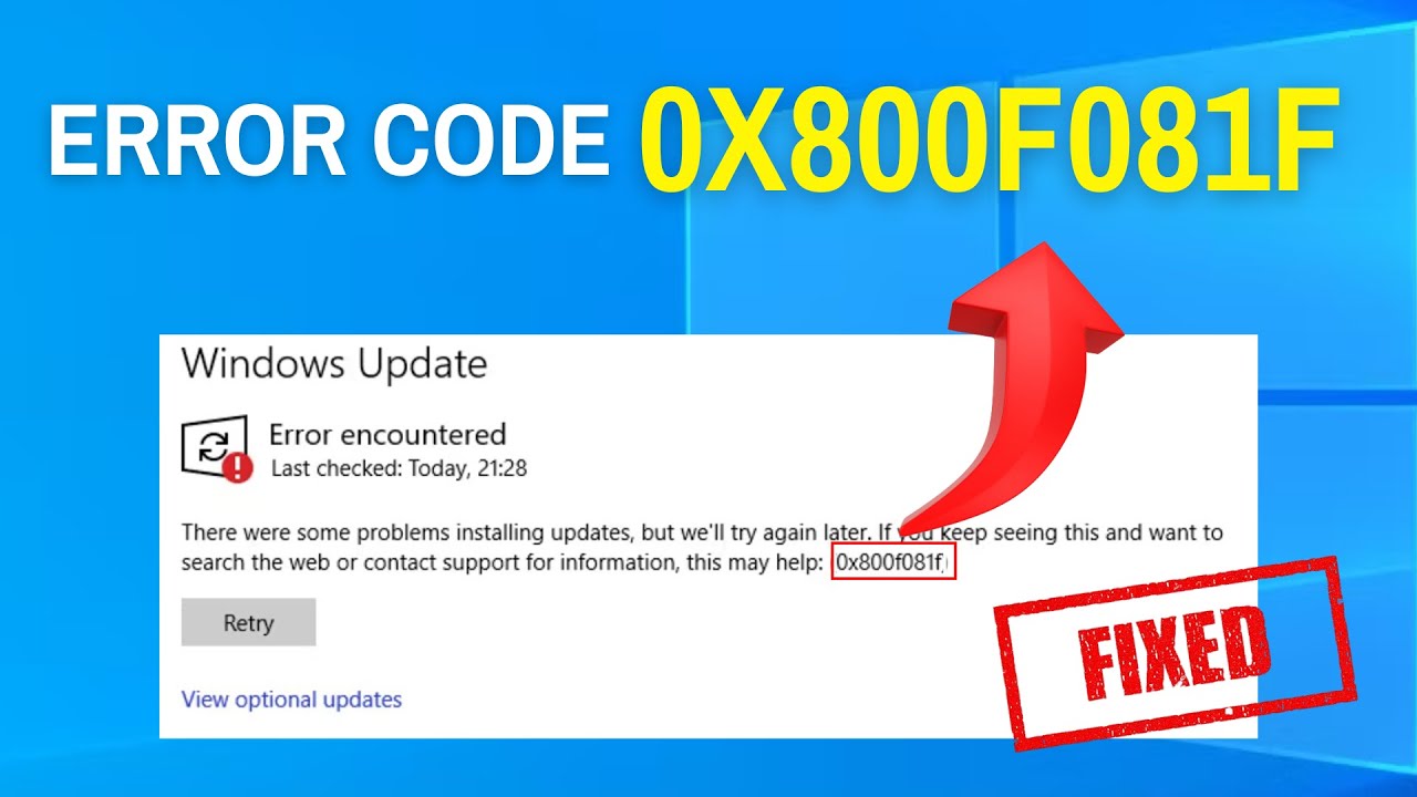 Repair Error 0x800f081f &ndash; Windows Update Stuck?