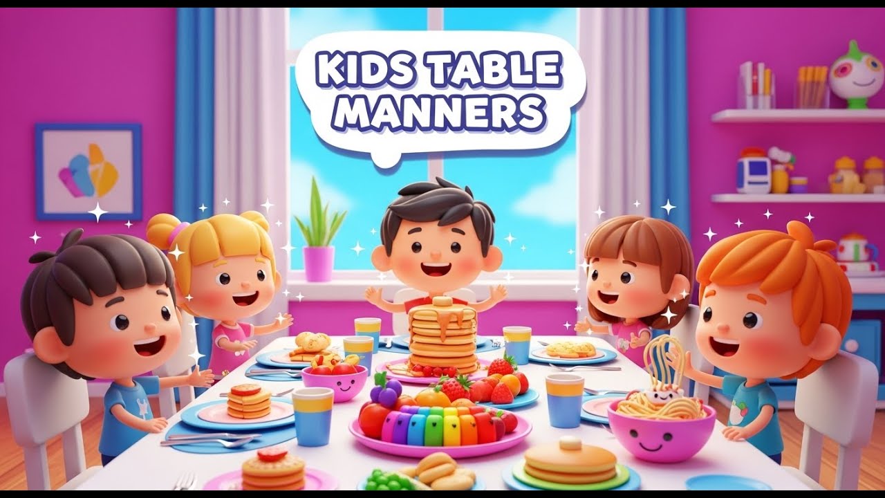 Table Manners Song 🍽️ | Good Manners for Kids | Fun 3D Nursery Rhyme