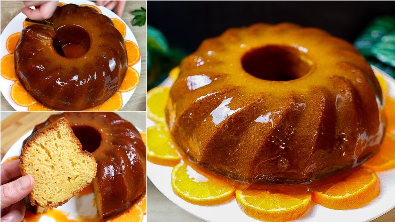 كيكة البرتقال 🍊🍊خفة بصلصة رائعة