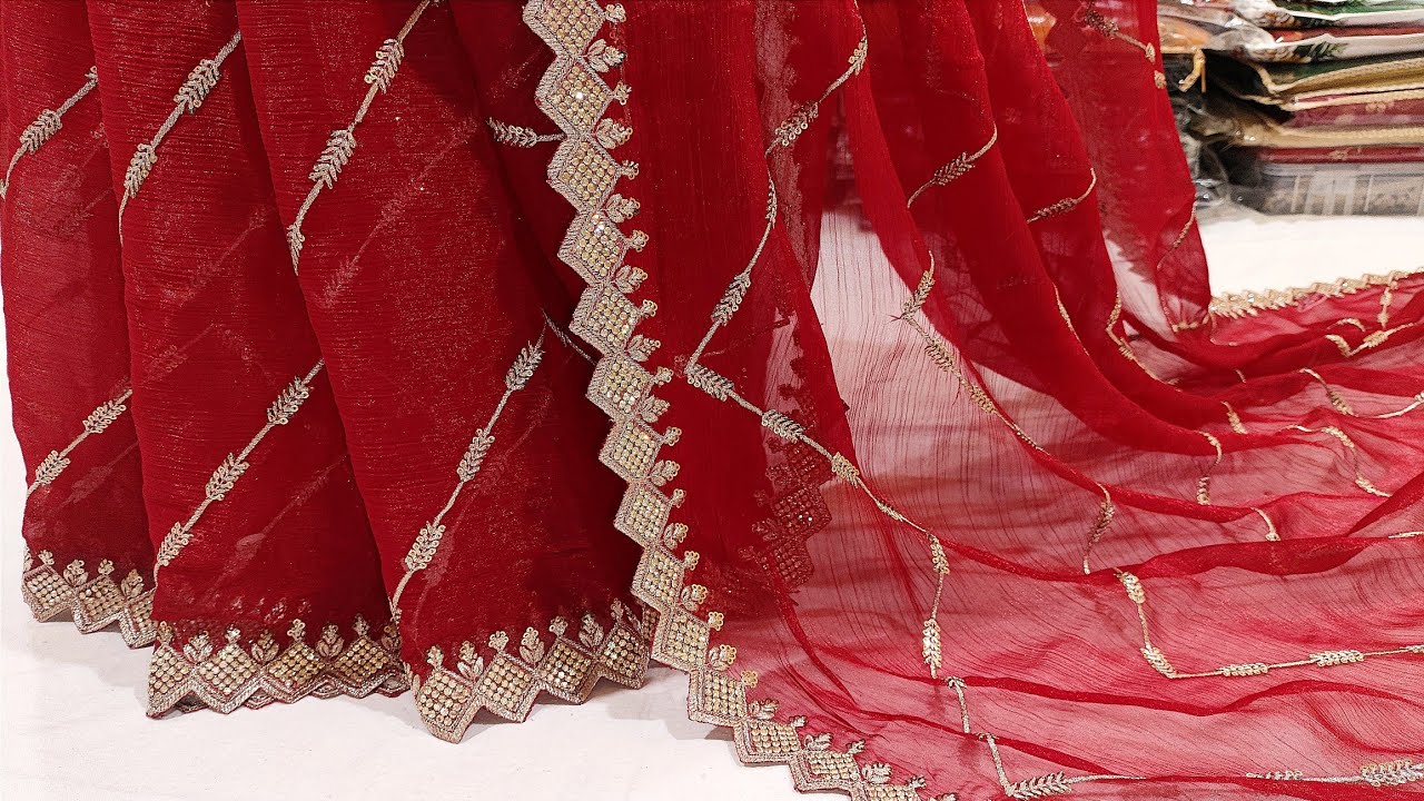 Shimmer saree | Stone work Party wear saree