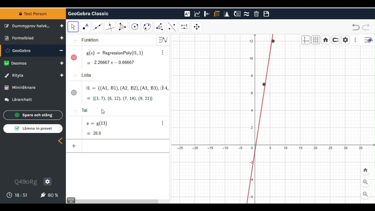 Regression i GeoGebra