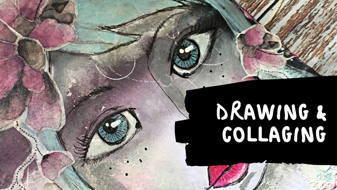 Drawing in art journal || whimsical, imperfect face featuring Maremi Small Art products