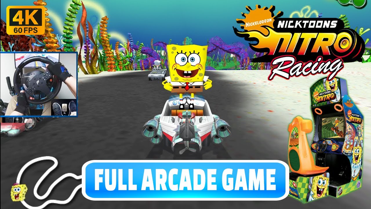 Nicktoons Nitro Racing Arcade Game (2008) 4k - All Races 1st Place! Spongebob Squarepants