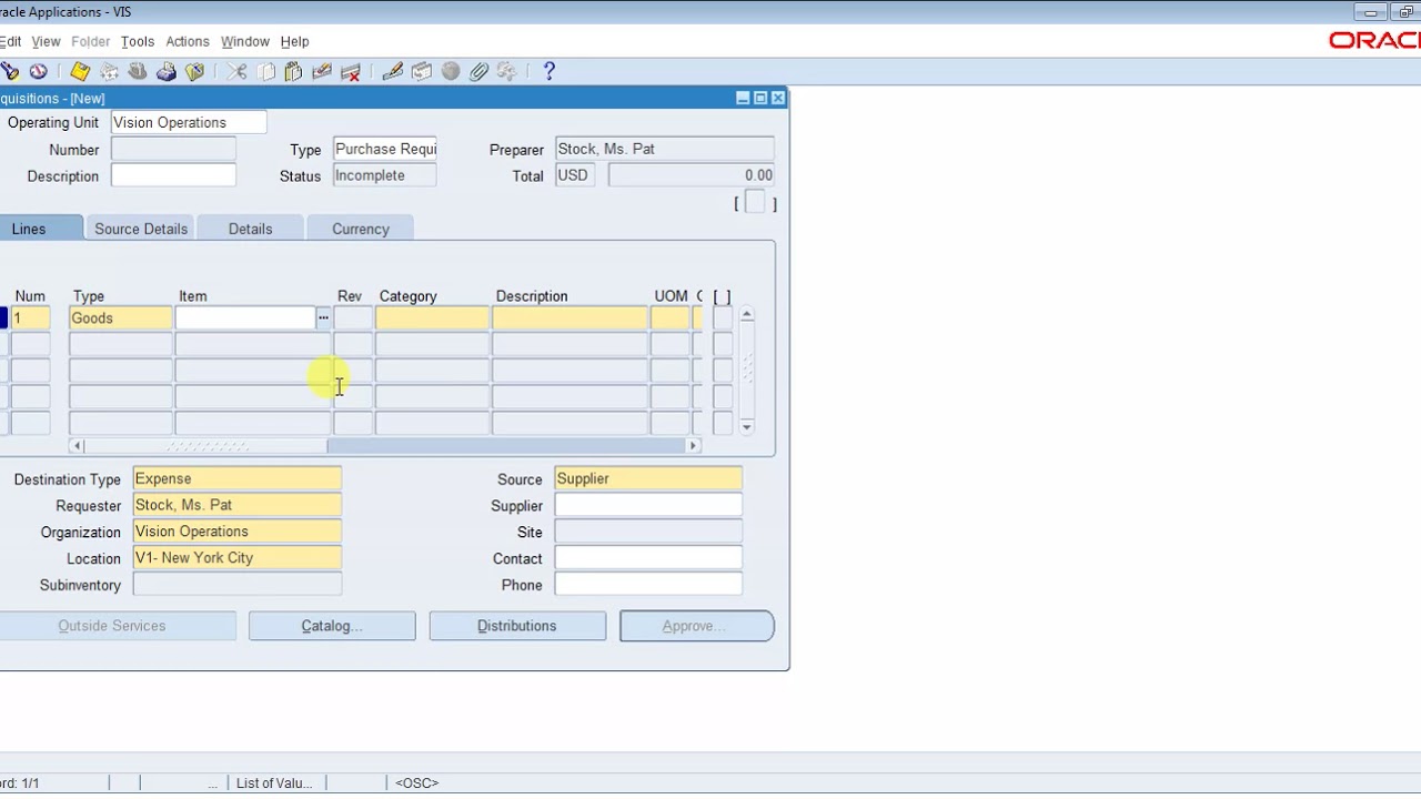 Purchase Requisition in Oracle R12