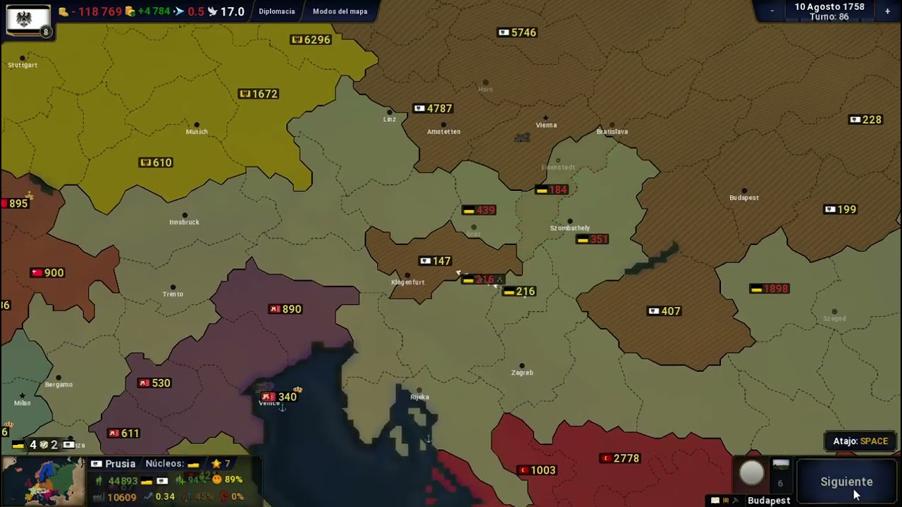 Venciendo a Austria en la Guerra de los 7 años