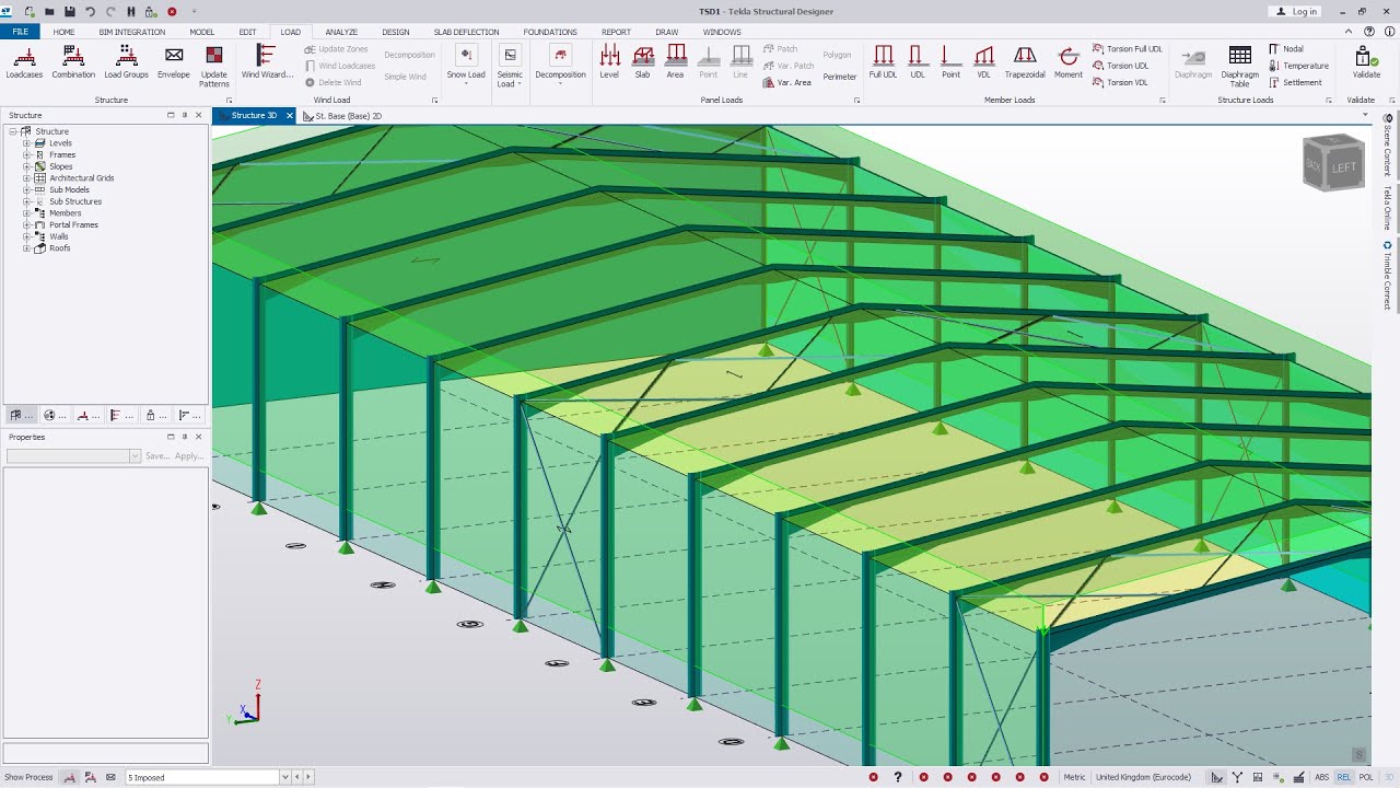 Creating Portal Frame and Applying Area Loads | Tekla Structural Designer