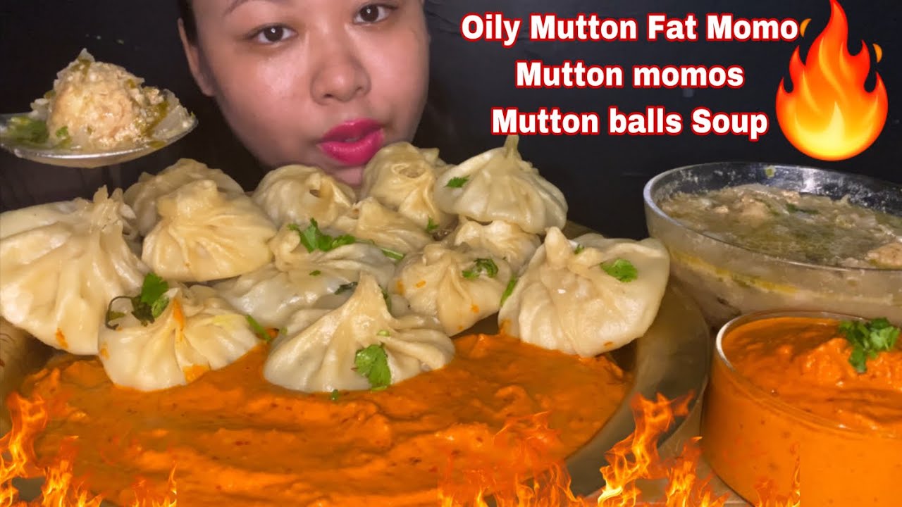 TASTIEST MOMO EVER~ SPICY MUTTON FAT MOMOS, SPICY MUTTON MOMOS & SPICY MOMO CHUTNEY | MUTTON MUKBANG