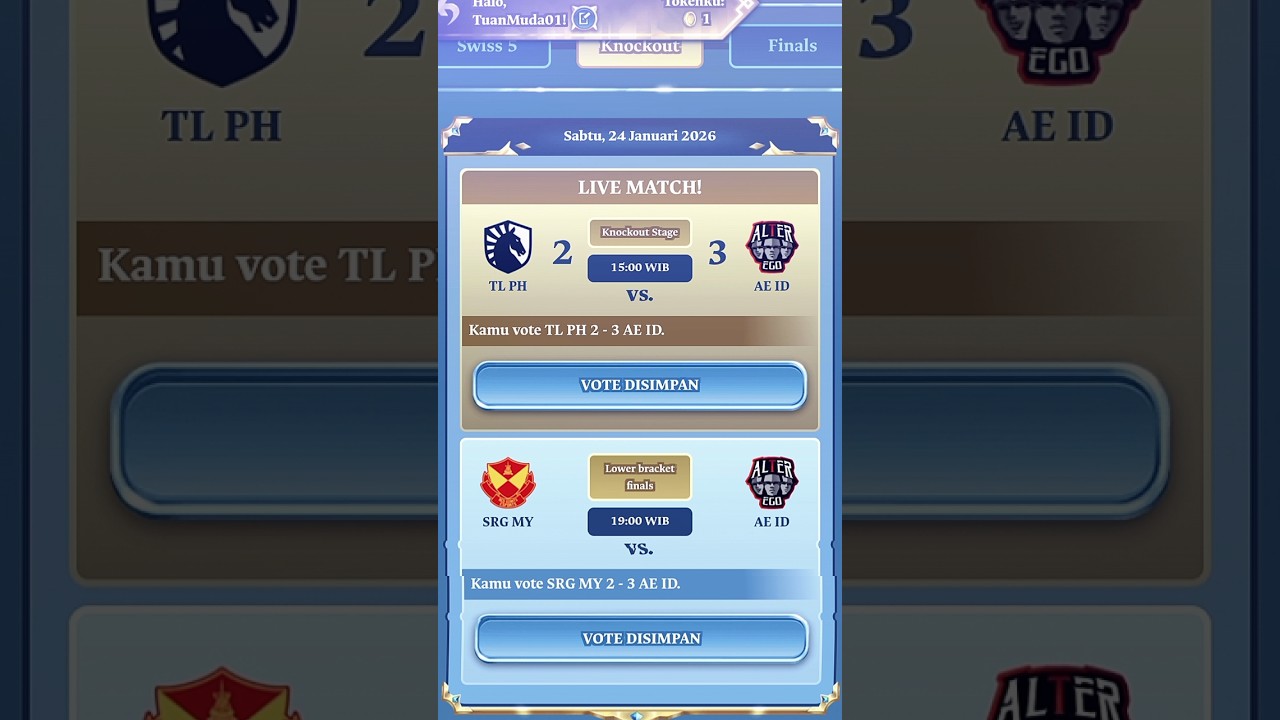 AE ID 🇮🇩 vs SRG MY 🇲🇾 Tiket Menuju Final M7 🫡 Prediksi 
