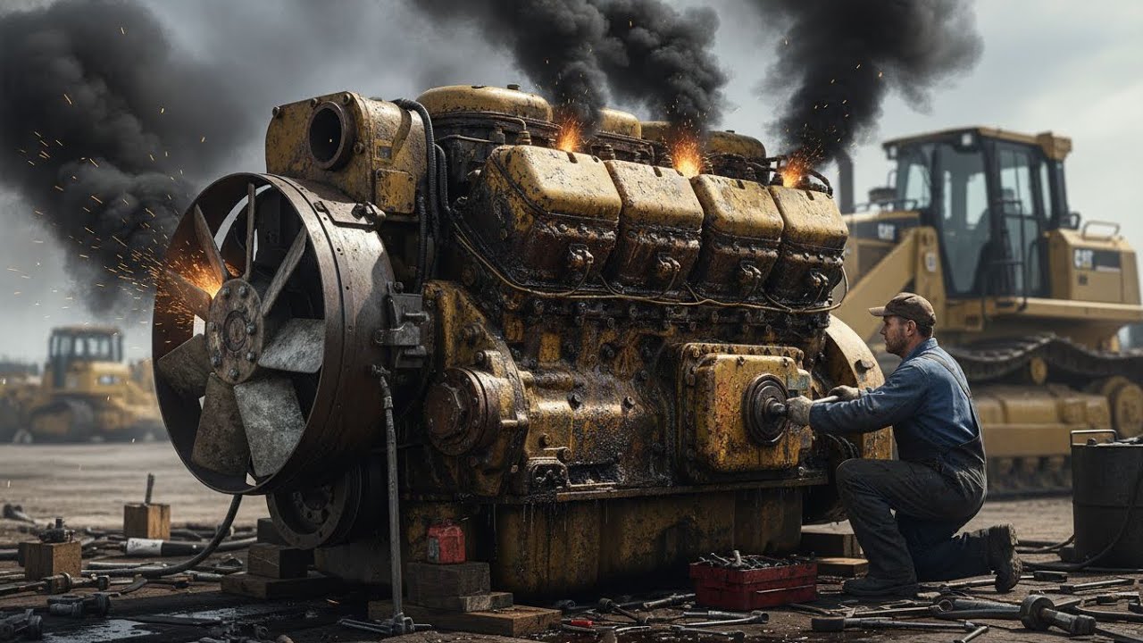 Caterpillar Dozer Seized Engine Full Repair & Restoration Process