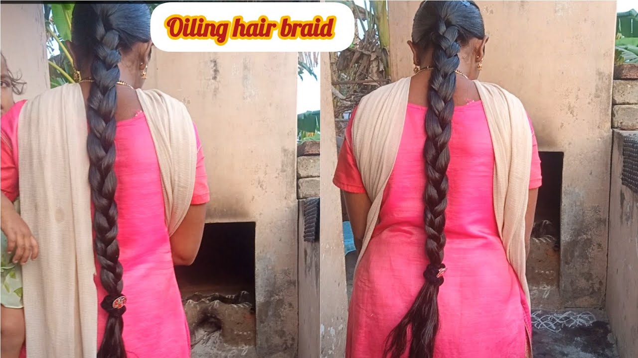 Heavy oiling braid, simple oiling braid ,long hair style 