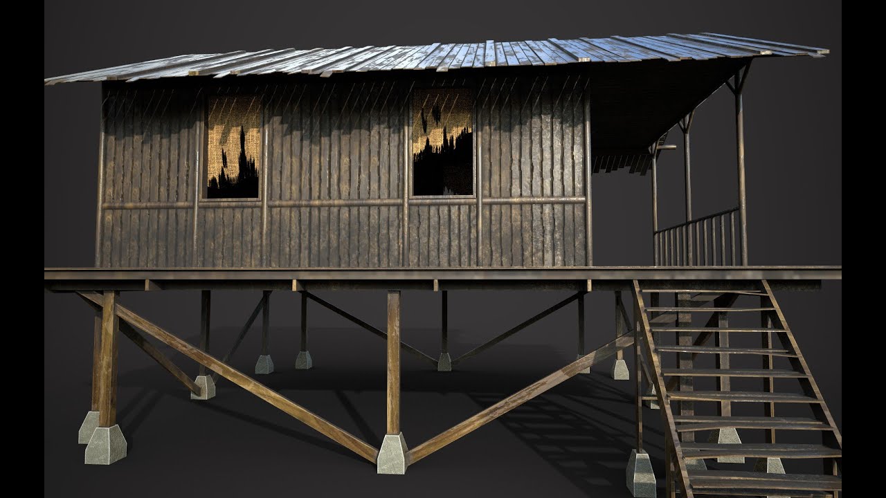 3ds Max Substance Painter Wood House Modeling and Texturing
