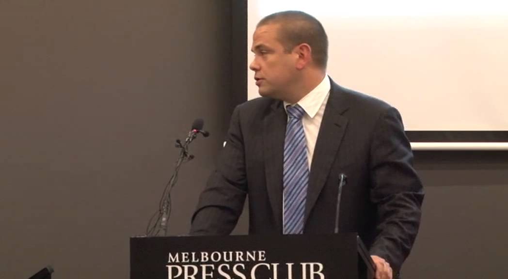Lachlan Murdoch speaks at the Melbourne Press Club's Victorian Media Hall of Fame dinner 2012
