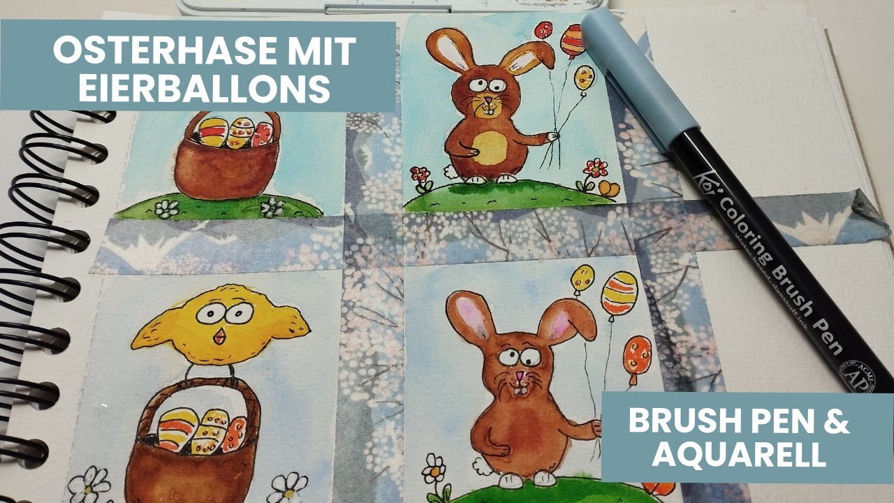 Nur mit Brush Pen & Aquarell: Diese Osterhase ist unglaublich!