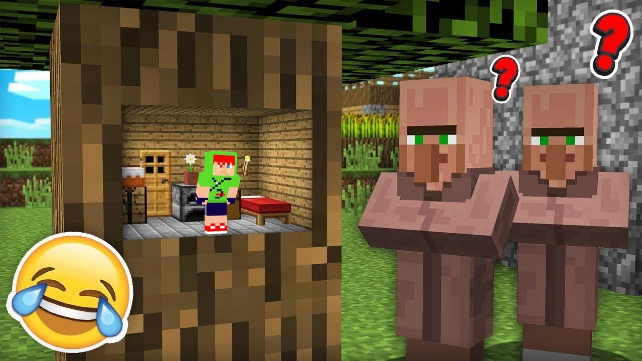 ME ESCONDI NA CASA DE 1 BLOCO NA ÁRVORE NO MINECRAFT!!