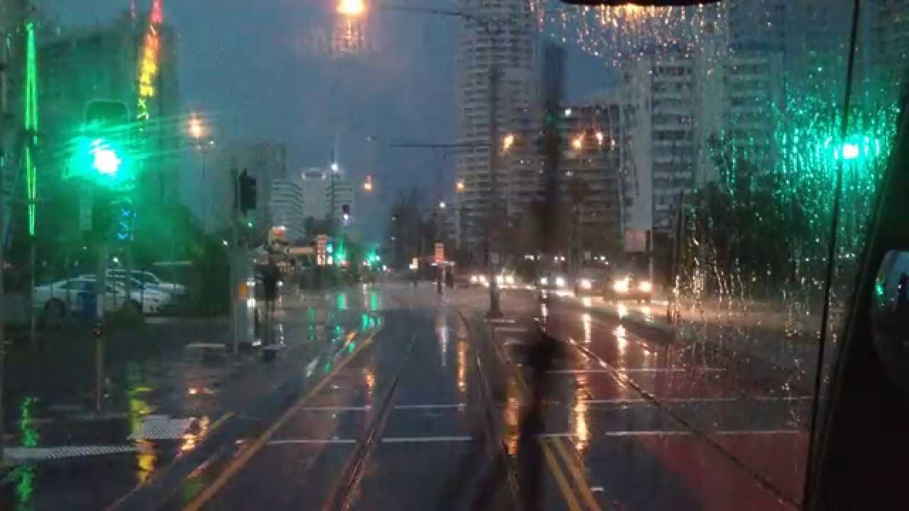 Gold Coast Tram, G:Link Network Lost Power During Storm (Drivers View).