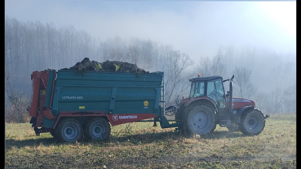 Spreading Manure in Heavy Fog | Massey Ferguson 6480 & Farmtech Trailer