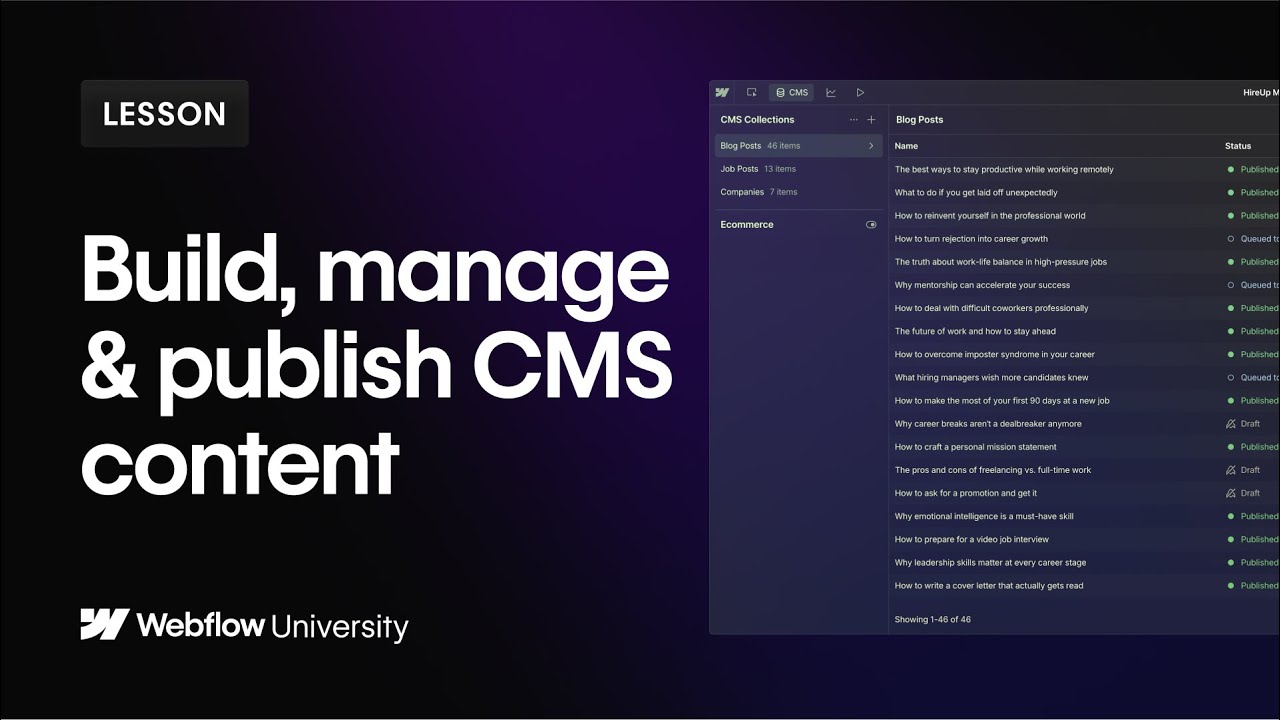 Build, manage and publish CMS Collection content &mdash;&nbsp;Webflow tutorial
