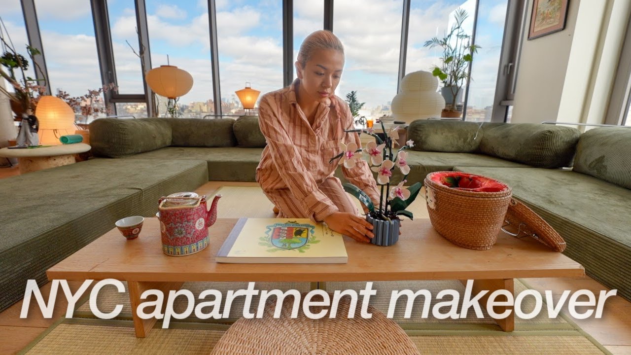 decorating + cleaning my NYC living room! (new VIRAL sofa unboxing) | PENTHOUSE GLOW UP ep.2