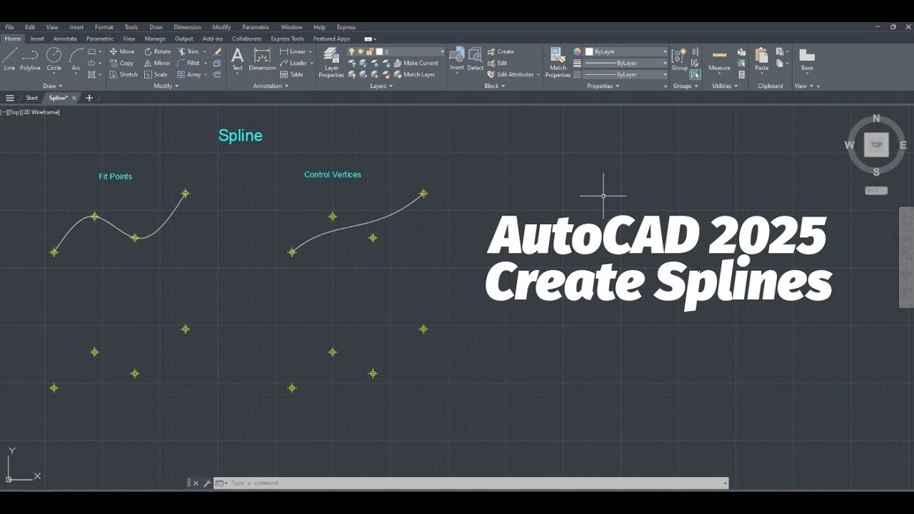 How to create Spline - AutoCAD 2025 Tutorials