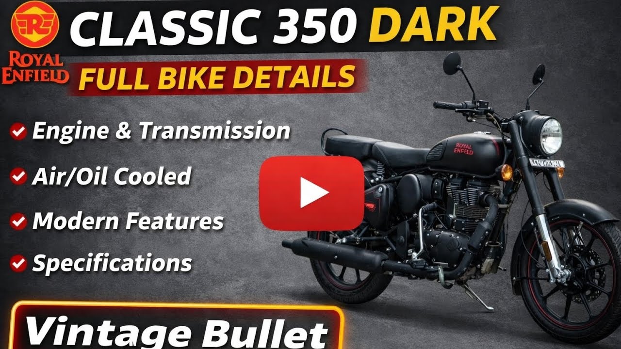 Royal Enfield Classic 350 Dark Edition 🔥 | Full Bike Details & Features | Vintage Bullet