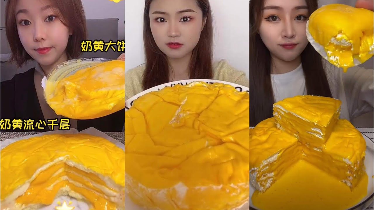 ASMR CUSTARD CREPE CAKE, SWEET CAKE, DESSERTS