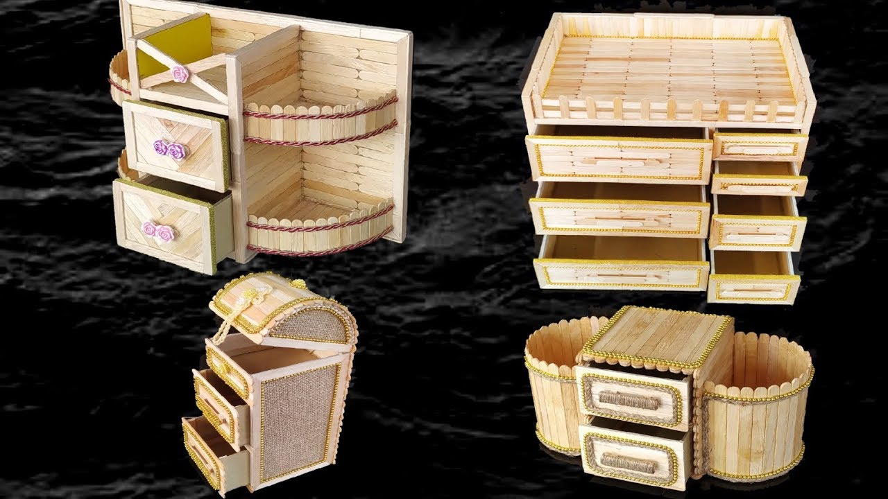 DIY, 4 Amazing Makeup Organizer , Ice cream Stick Craft , Popsicle Stick Crafts, کاردستی