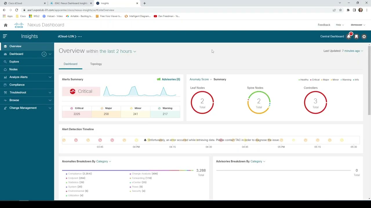 Nexus Dashboard Insights UI Demonstration