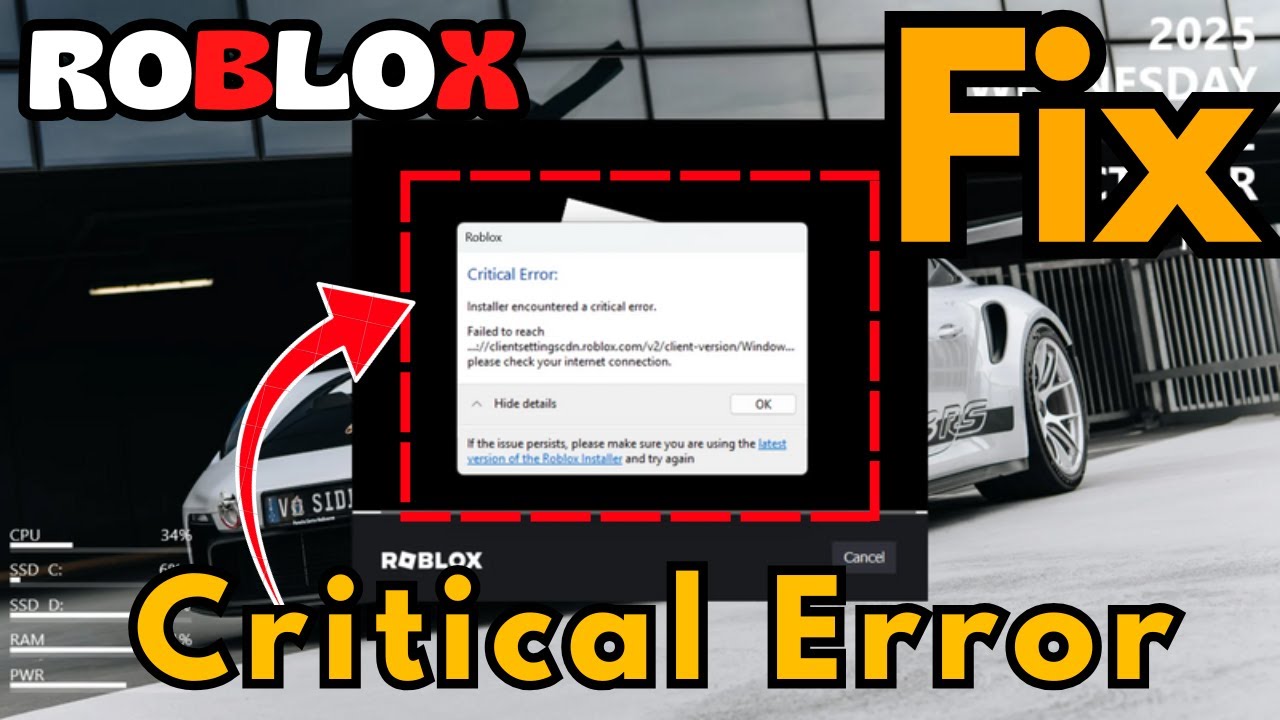 Критическая ошибка Roblox не удалось устранить настройки клиента