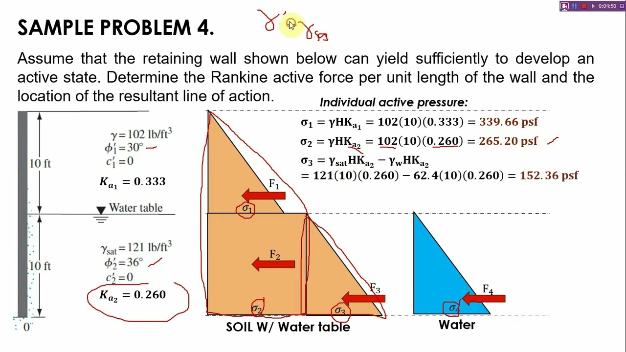 ПРИМЕР ЗАДАЧИ 4 | БОКОВОЕ ДАВЛЕНИЕ ГРУНТА С ИСПОЛЬЗОВАНИЕМ ТЕОРИИ РАНКИНА (автор: Марга Антуанетта)