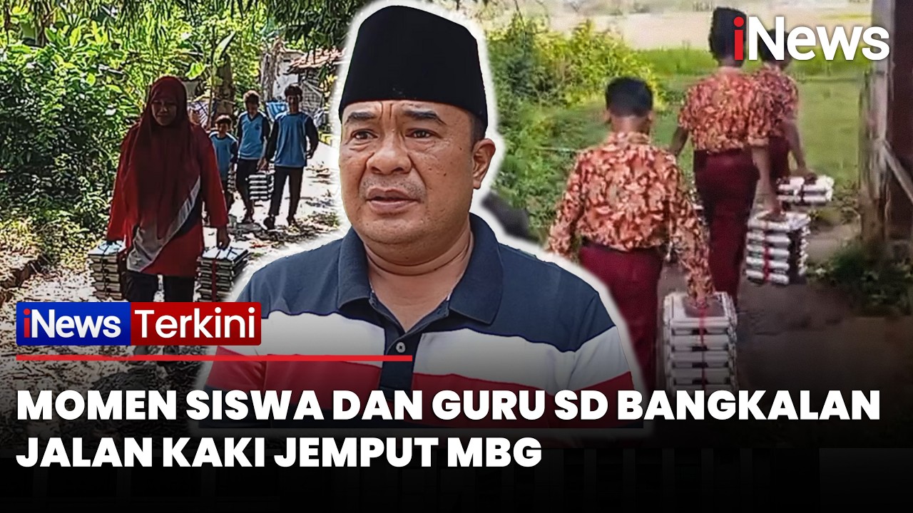 Akses Sempit Menuju Sekolah, Siswa dan Guru SD Bangkalan Rela Jalan Kaki Jemput MBG