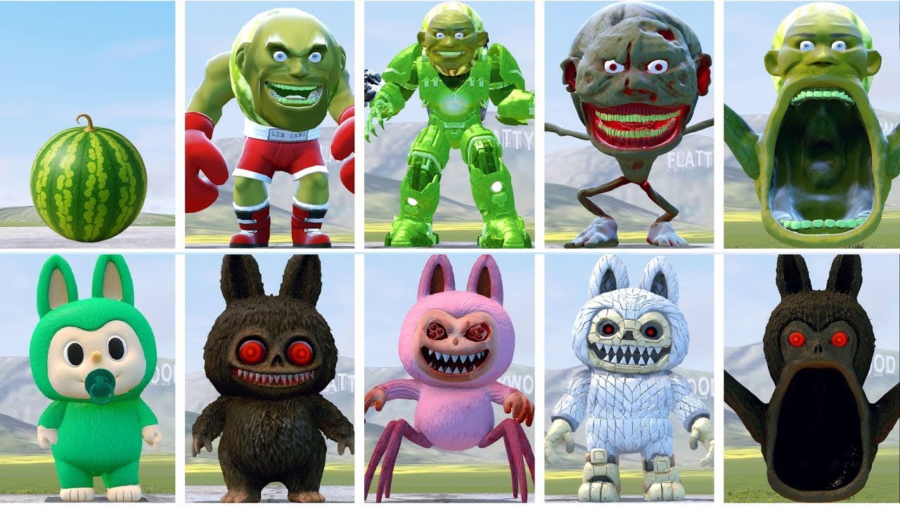 EVOLUTION OF ALL LABUBU FAMILY VS ALL LIN GANG MELON FAMILY ITALIAN AI BRAINROT MEMES in Garry's Mod