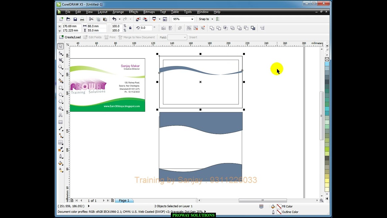 Step-40, CorelDraw में अब तक जो सीखा, उससे Advance Level Visiting Card बनाना शुरू करें  Part-1 of 3
