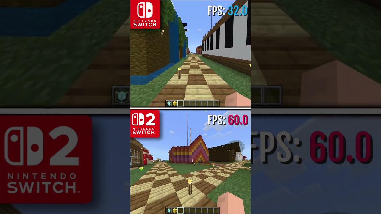 Minecraft | Switch vs Switch 2 (Back-Compat Ver) | FPS Comparison  #minecraft #switch #switch2