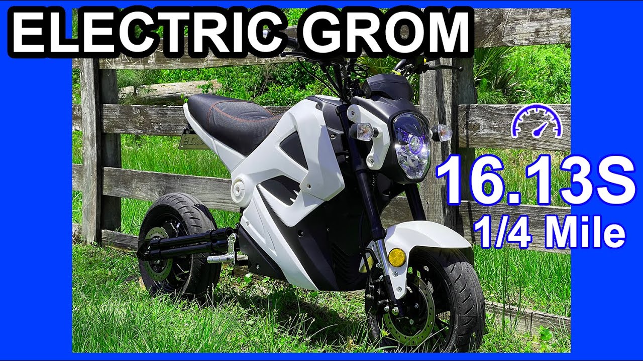 Electric Motorcycle, Hondas Grom if it was a EV! Bac 8000 @ 72V, 1/4 Mile Test. 16.13@74