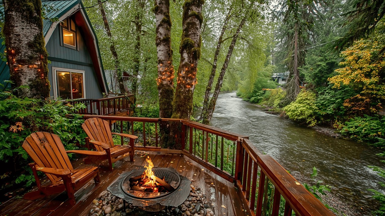 Ultimate Spring Riverside Porch Campfire & Nature Sounds Relaxation Experience