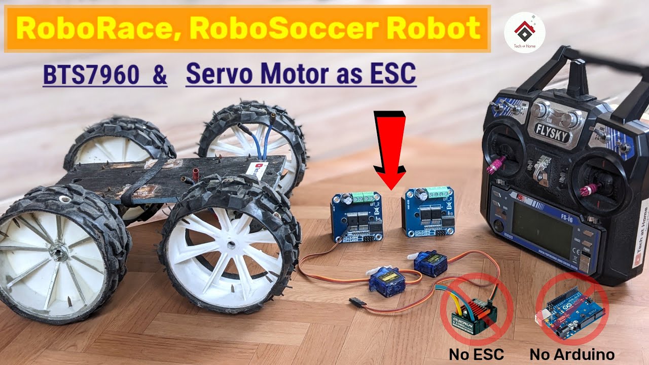 Roborace, RoboSoccer ⚽ Робот, использующий передатчик Flysky, BTS7960 и серводвигатель | Нет Арду...