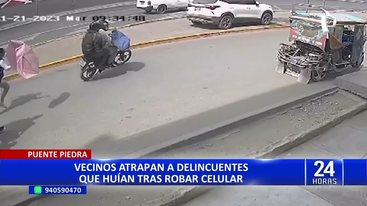 Puente Piedra: golpean a delincuentes que pretendían huir en una moto tras robar celular
