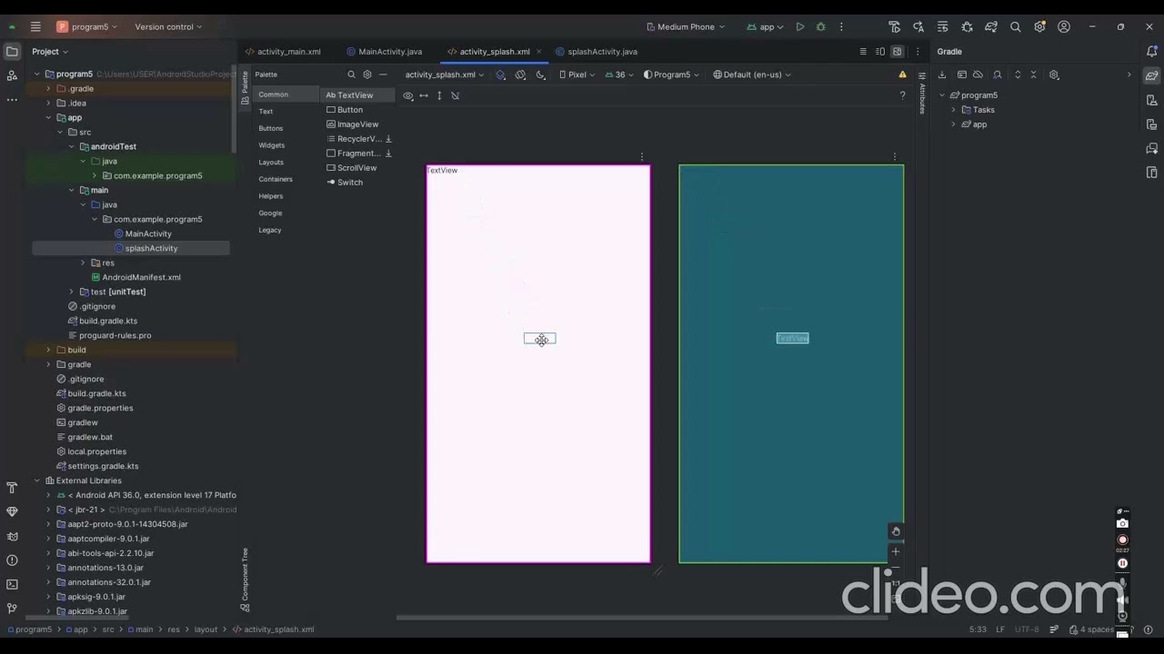 Create an application that displays custom designed opening screen using android studio labprogram-5