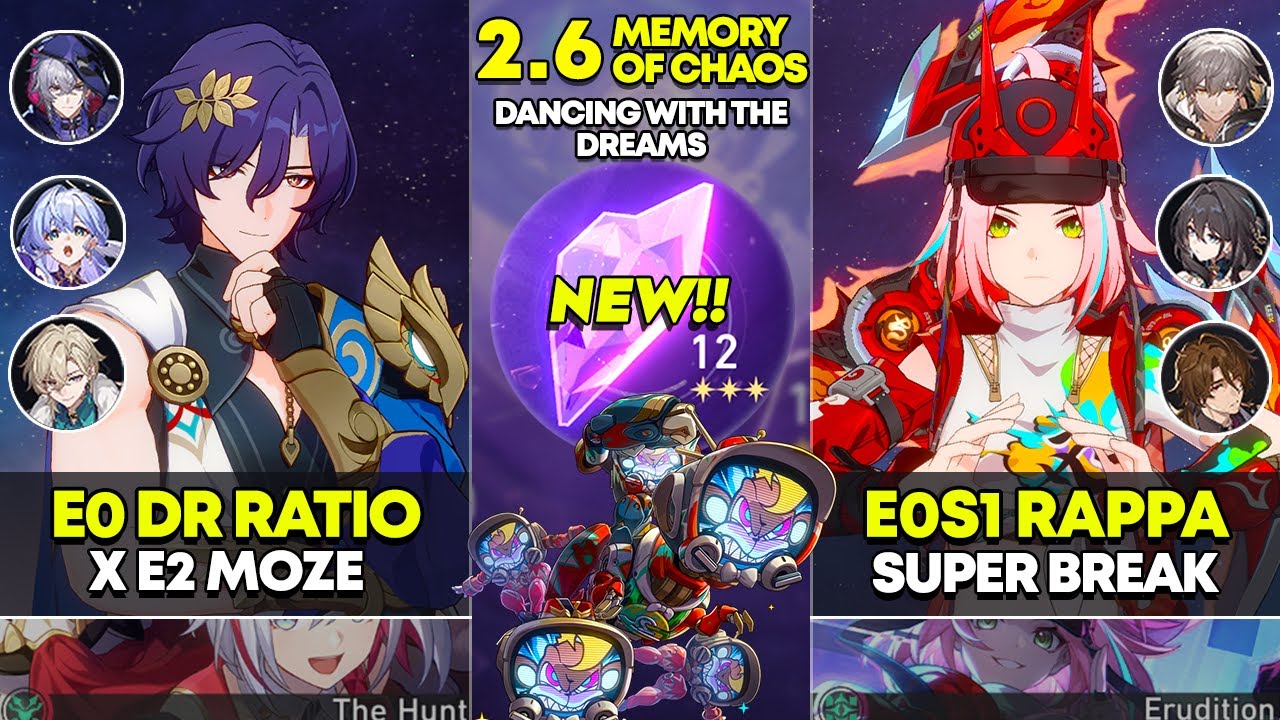 NEW Memory of Chaos 12 | E0 Dr Ratio x Moze & E0S1 Rappa Super Break | Honkai Star Rail 2.6